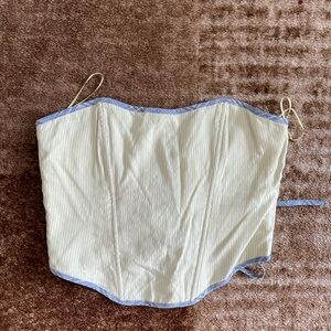 Edikted Striped Corset Top with Blue Trim